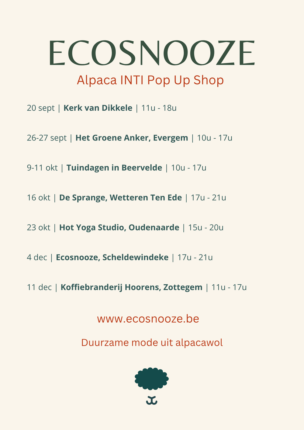 Data Ecosnooze Pop Up Shops 2026